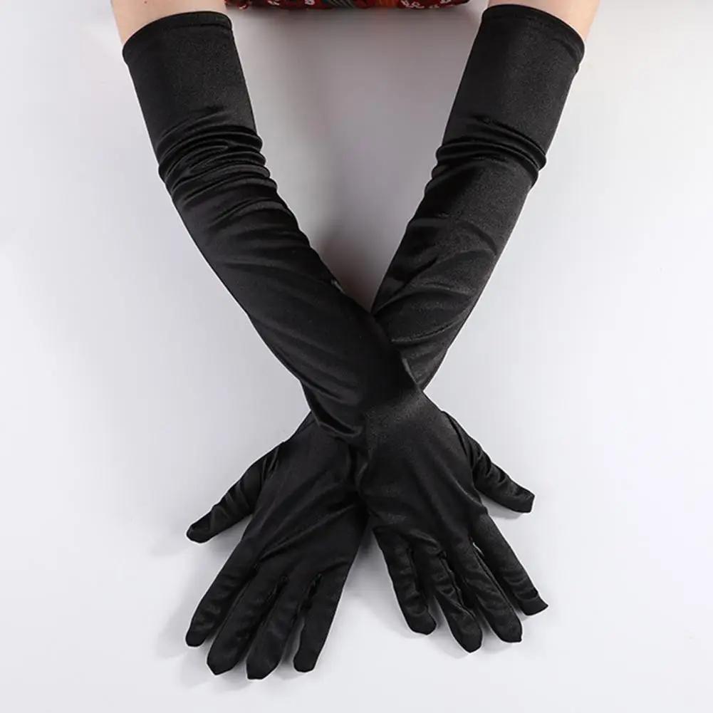 1 Пара Свадебных перчаток, моющихся Ярких цветных декоративных атласных женских перчаток длиной до локтя, вечерние длинные перчатки для девочек, танцевальные перчатки