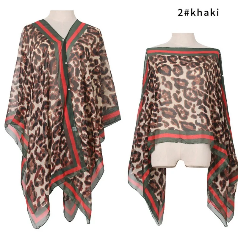2022, летняя новая женская шаль, модные шикарные леопардовые шифоновые солнцезащитные шарфы с защитой от ультрафиолета, шали, бикини, пляжные топы