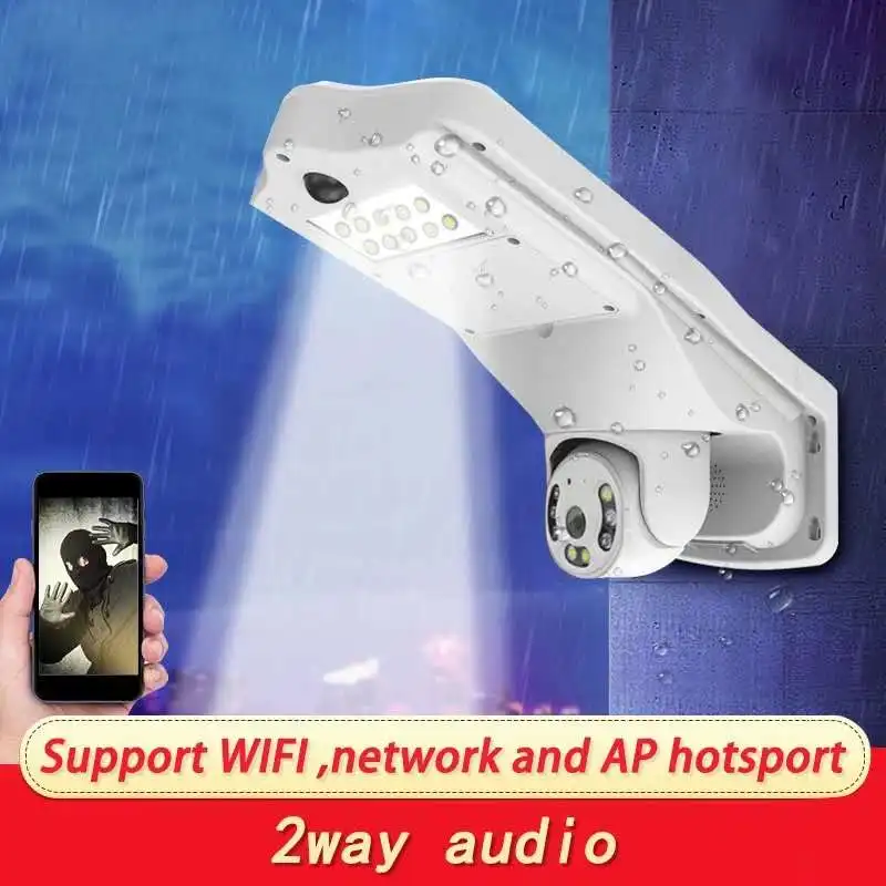 2MP 1080P Светильник для освещения Двора Беспроводной Домофон PTZ IP-камера Домашняя Охранная Сигнализация Монитор Видеонаблюдения