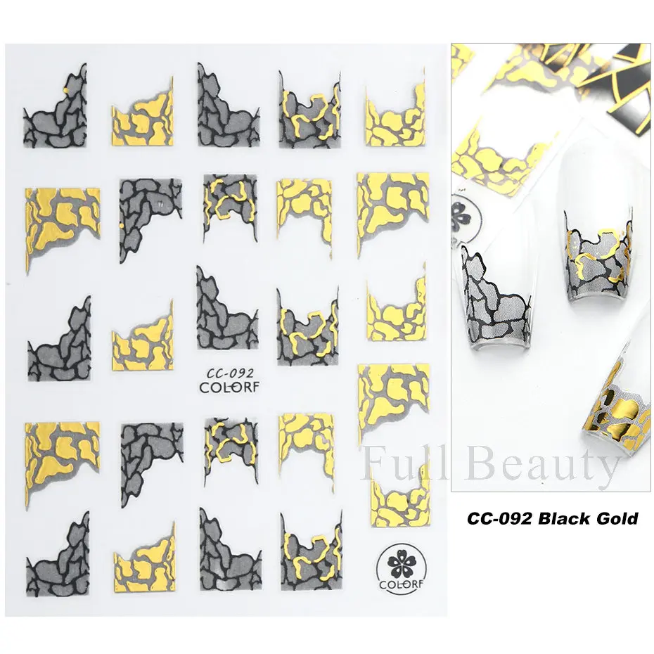 3D золотые Геометрические Мраморные линии, наклейки для ногтей, Металлические Волнистые полоски, Дизайнерские Клейкие наклейки, Блестящие Слайдеры для французского маникюра LACC-092