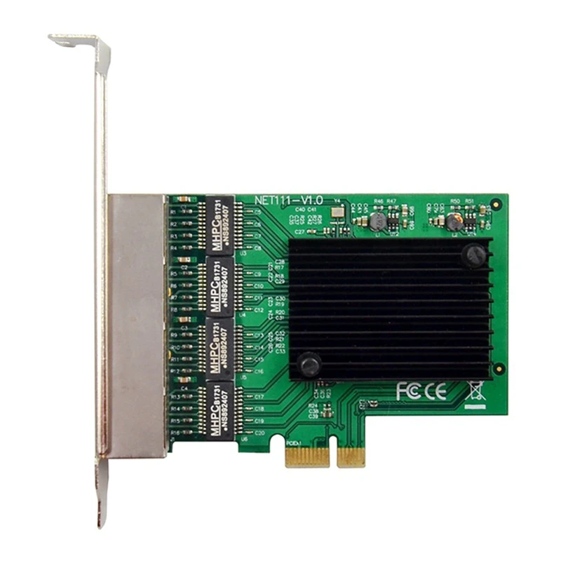 4-Портовый серверный адаптер Ethernet RJ-45, Гигабитная сетевая карта, интерфейс PCI-E X1