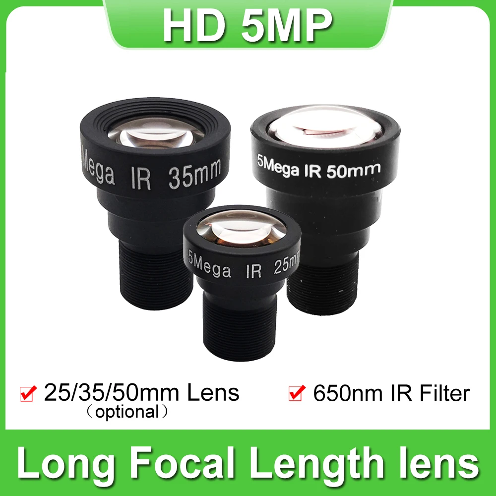 HD 5MP 50 мм 35 мм Объектив M12 Фиксированный 2/3-дюймовый Объектив видеонаблюдения с дальним Обзором Для 1080P/4MP/5MP AHD IP-камеры Gopro Hero Sport Camera