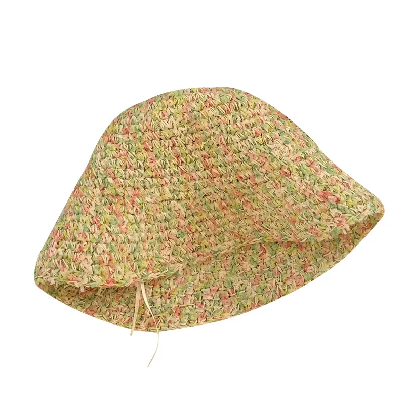 INS Разноцветные соломенные шляпы с бантом для женщин, летний солнцезащитный козырек из плетеной соломы с защитой от ультрафиолета, Солнцезащитная шляпа-панама для отдыха на море, пляжные солнцезащитные кепки