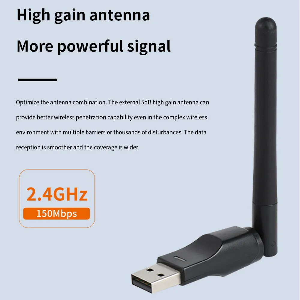 TISHRIC 8188 Беспроводная Сетевая карта USB WIFI Адаптер 2,4 ГГц 150 Мбит/с Wifi Антенна USB 802.11n/g/b Ethernet Приемник Для Окна ПК