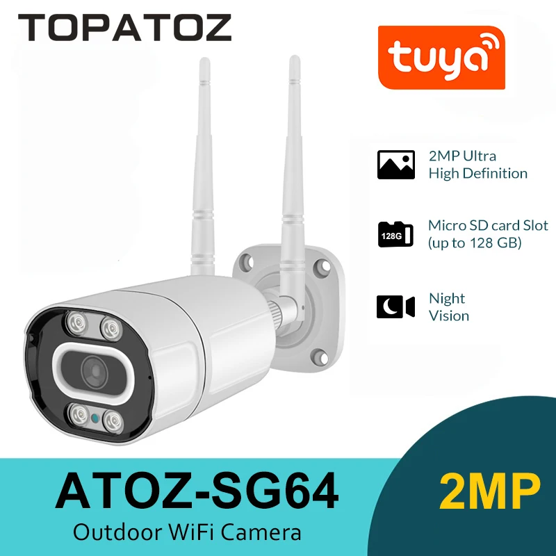TOPATOZ Tuya 1080P HD IP-камера Беспроводная WiFi Наружный Искусственный Интеллект Обнаружения Человека Камера видеонаблюдения ночного видения