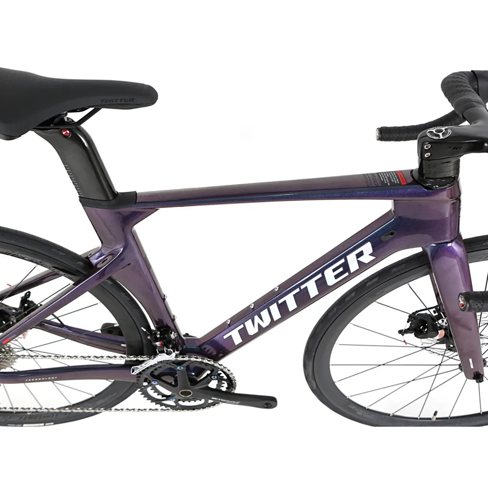 TWITTER Голографический цветной R10pro 22 S/24 S Полностью скрытый внутренний маршрут, преодолевающий Ветер, Гоночный 43,5/56 см дорожный велосипед из углеродного волокна 700*25C