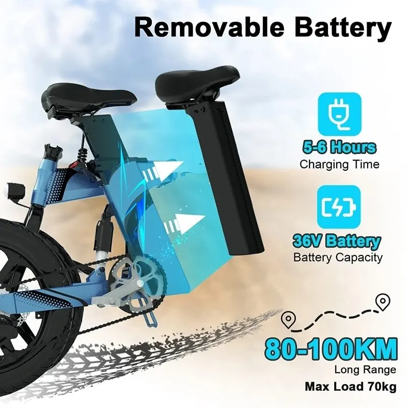 Z7 Электрический Велосипед для Взрослых Детей 250 Вт 36 В 16Ah Съемный Аккумулятор Максимальная Скорость 32 км/ч Дальность 80 км 20 