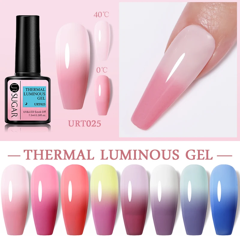 Гель-лак для ногтей UR SUGAR, меняющий цвет, 7,5 мл, розовый полупостоянный УФ-светодиодный гель-лак Vernis Thermal для дизайна ногтей, все для маникюра