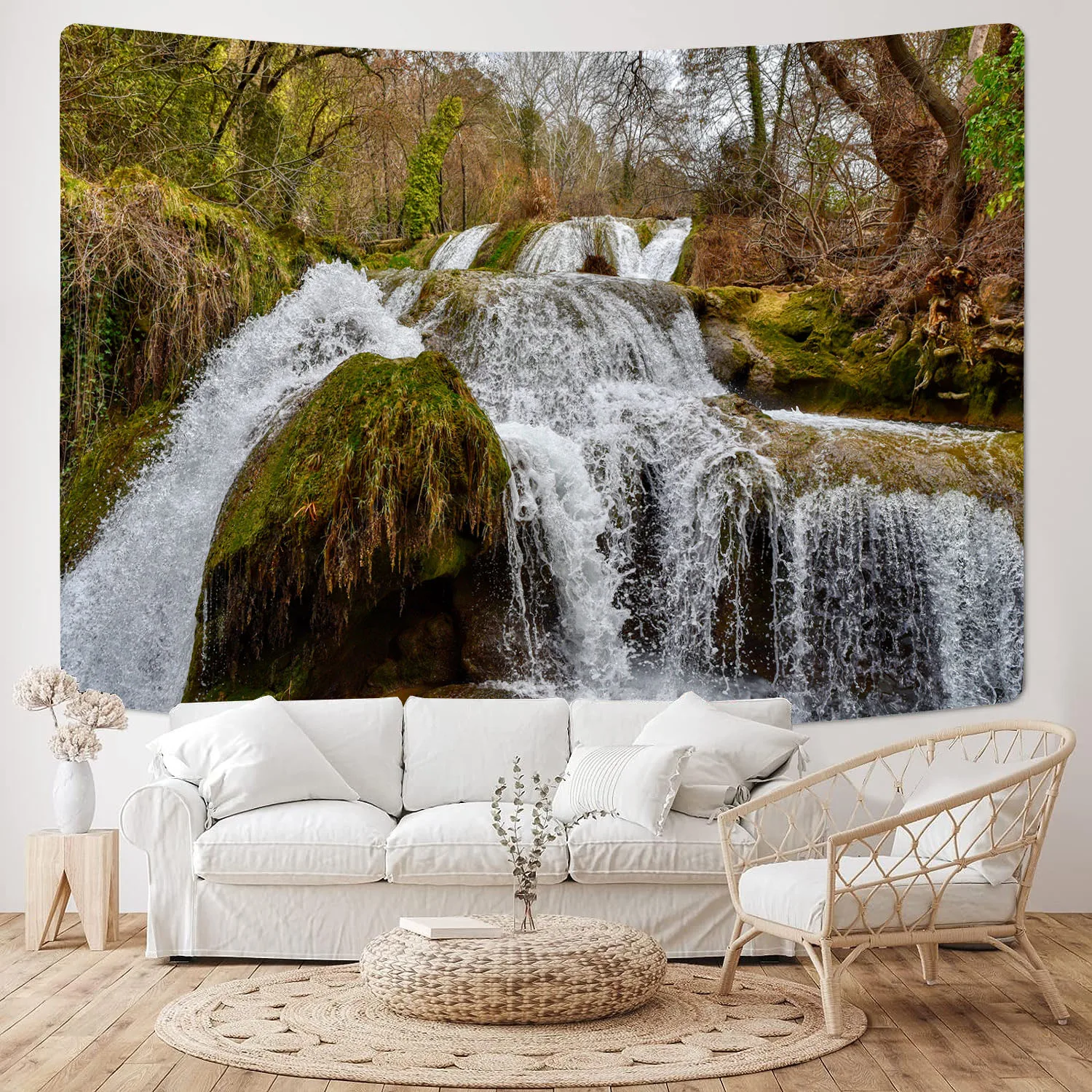 Гобелен с горным водопадом Гобелены с природными пейзажами, висящие на стене для спальни, эстетичный декор комнаты, ткань для украшения дома в стиле бохо