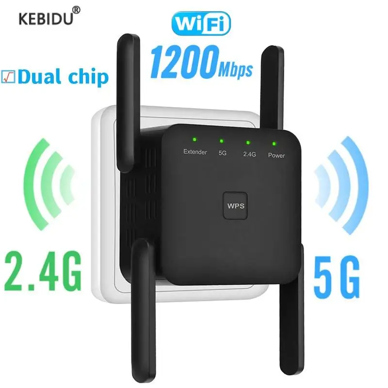 Двухчиповый WiFi Ретранслятор 5 ГГц 2,4 G Беспроводной Wifi Усилитель 1200 Мбит/с Удлинитель Сетевой маршрутизатор Адаптер точки доступа дальнего Действия