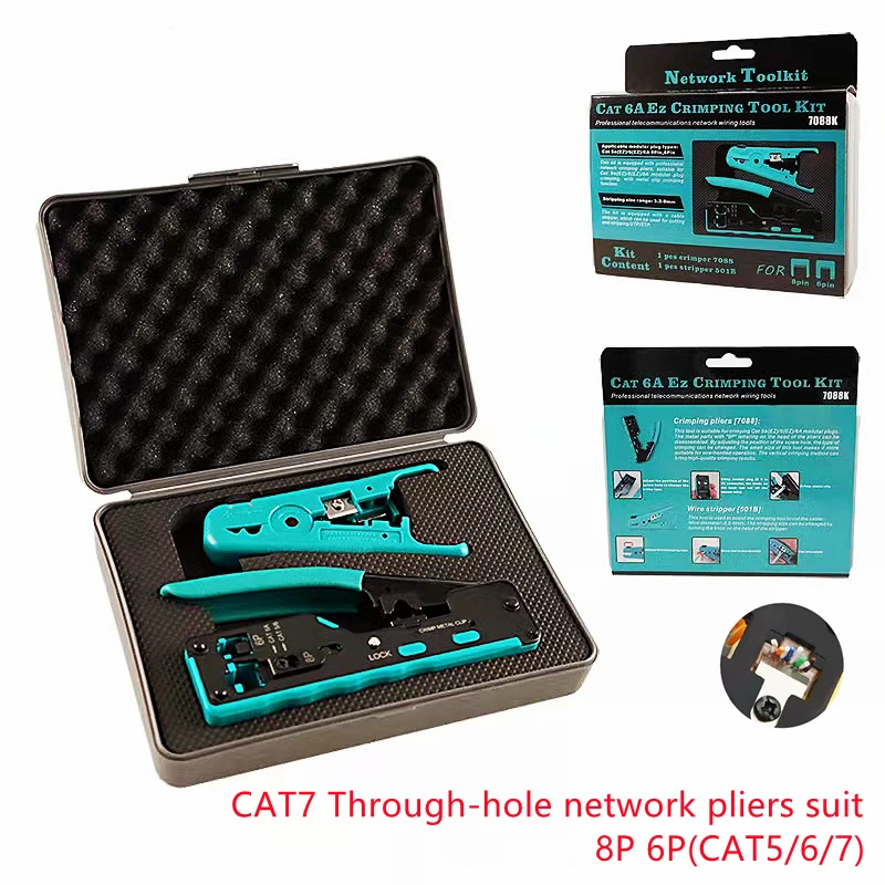 Набор обжимных инструментов HTOC CAT7 С устройством для зачистки проводов Для Cat7 Cat6A Cat6 Cat5 Cutter Crimpper Универсальный Многофункциональный инструмент