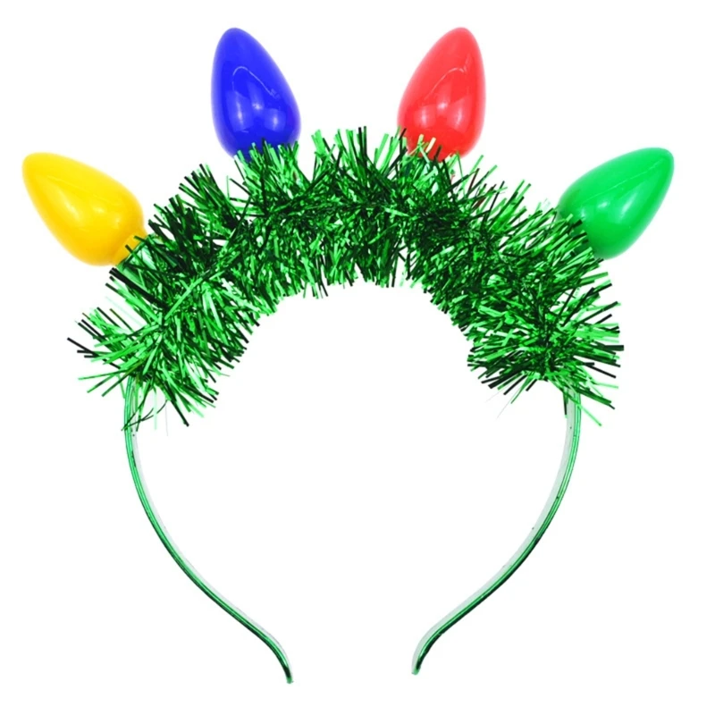 Нежная повязка на голову, рождественские принадлежности для волос, светодиодная светящаяся лампочка и обруч для волос с мишурой