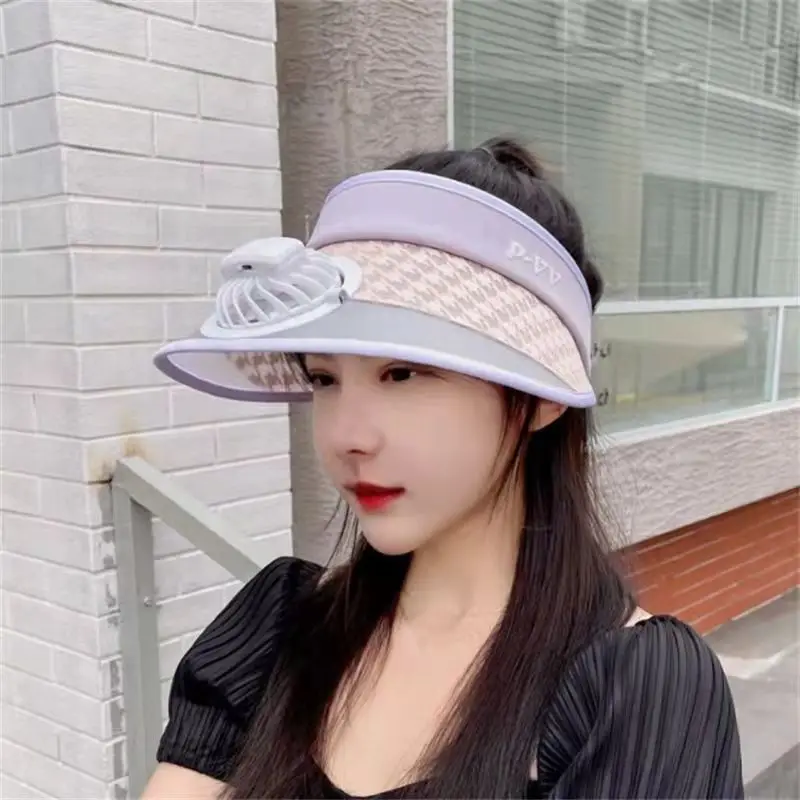 Новая летняя солнцезащитная шляпа Корейской версии, Модный электрический вентилятор, Уличная солнцезащитная шляпа с защитой от ультрафиолета, Пустая верхняя солнцезащитная шляпа с защитой от ультрафиолета